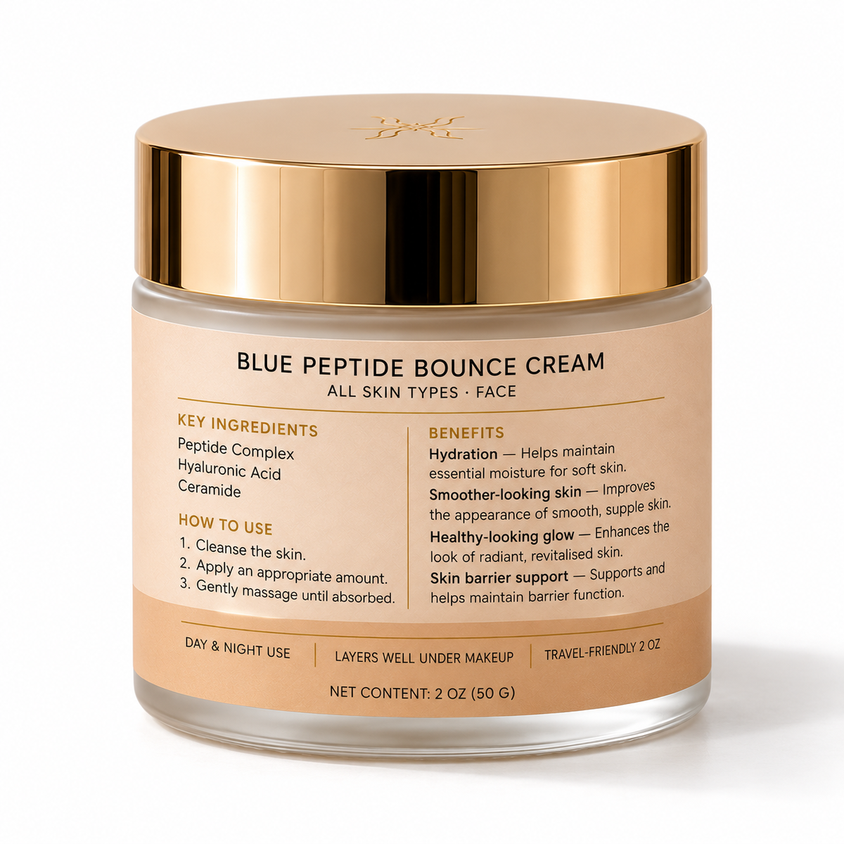 Blue Peptide Bounce Cream, back label