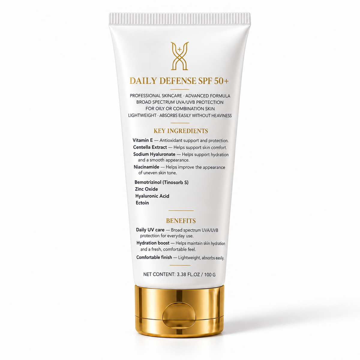 Daily Defense SPF 50+, back label
