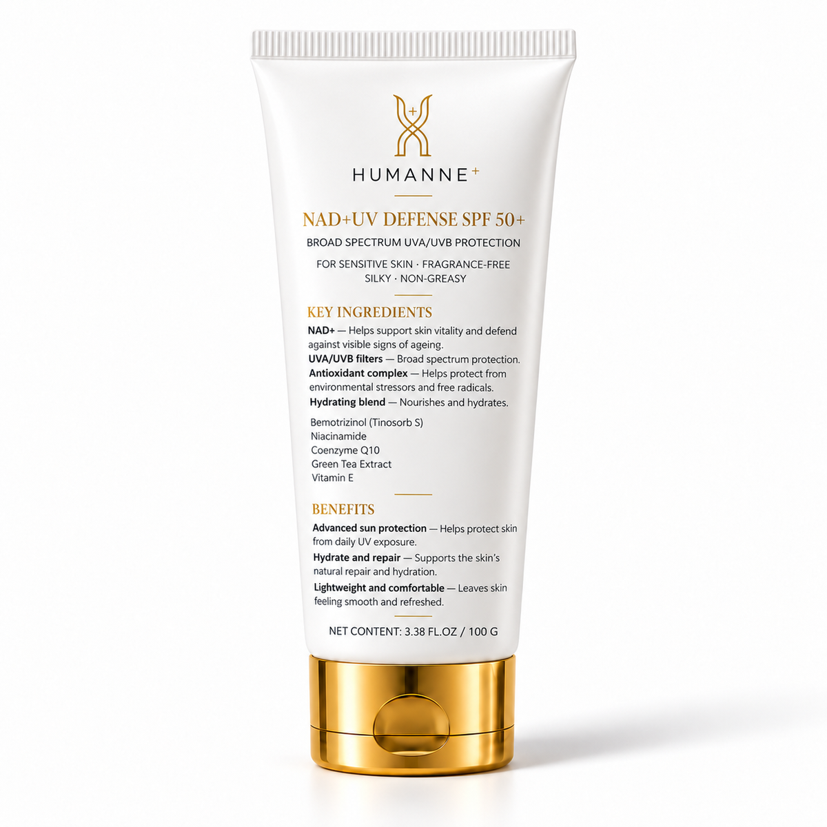NAD+ UV Defense SPF 50+, back label