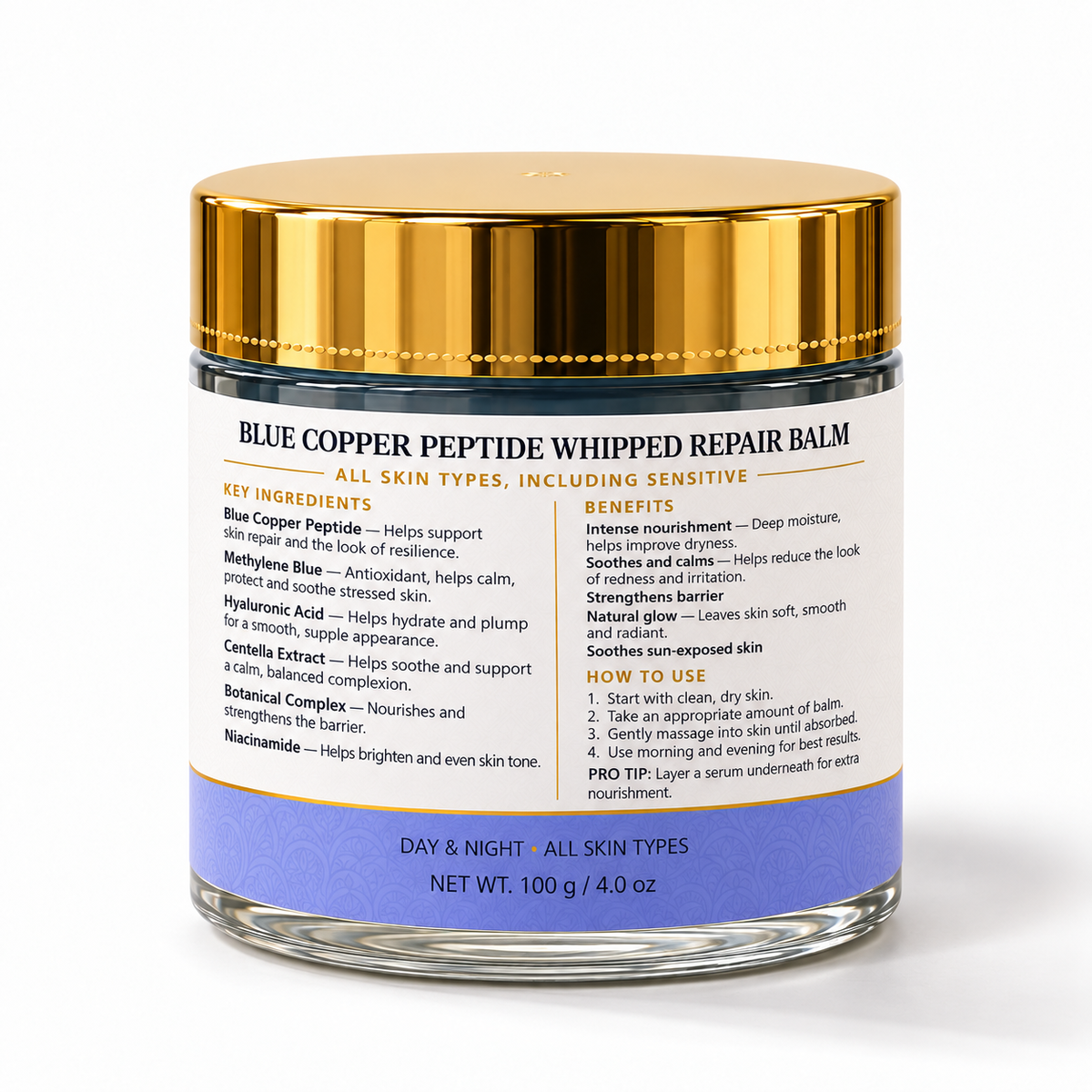 Blue Copper Peptide Whipped Repair Balm, back label