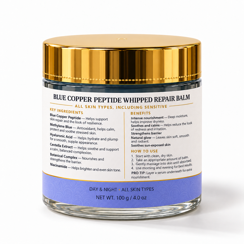 Blue Copper Peptide Whipped Repair Balm, back label